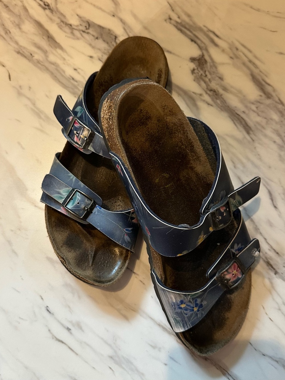 Birkenstock Papillio Navy Blue Floral Two-Strap Sandals - Picture 8 of 8